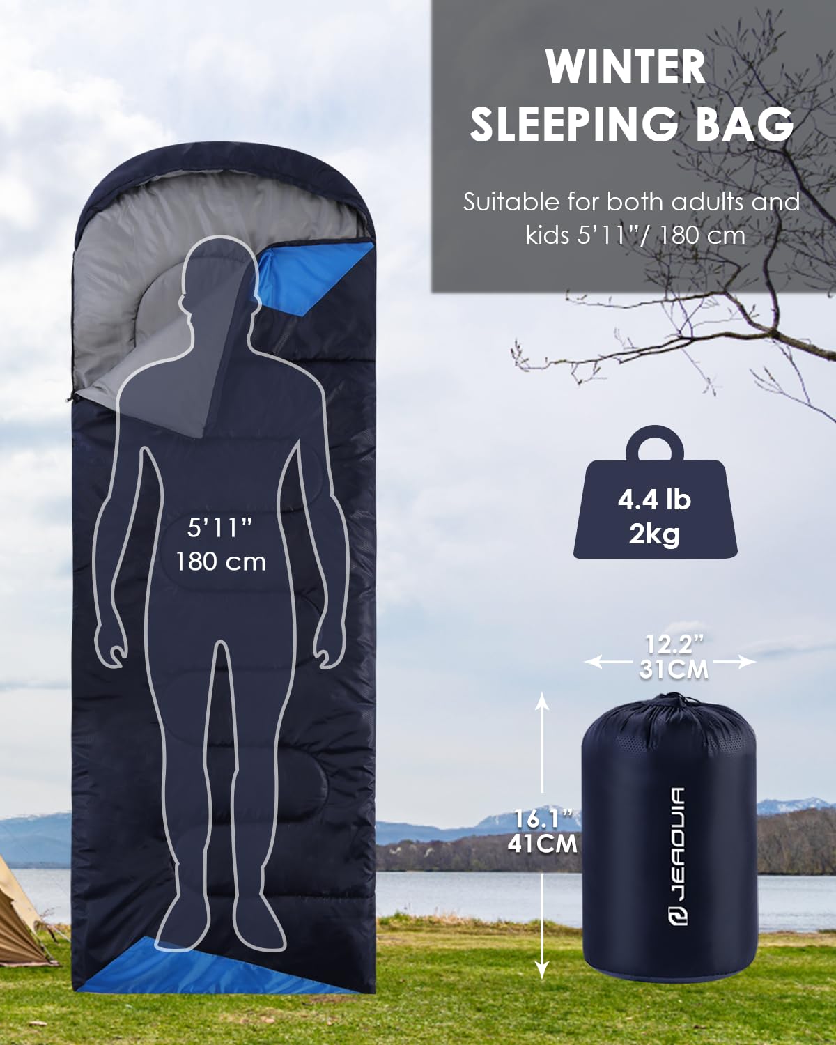 Sleeping Bags for Adults Cold Weather - 20 Degree Big&Tall Size Backpacking Lightweight Waterproof for Girls Boys Mens Teen Women for Camping Hiking Outdoor Travel Hunting with Compression Bags