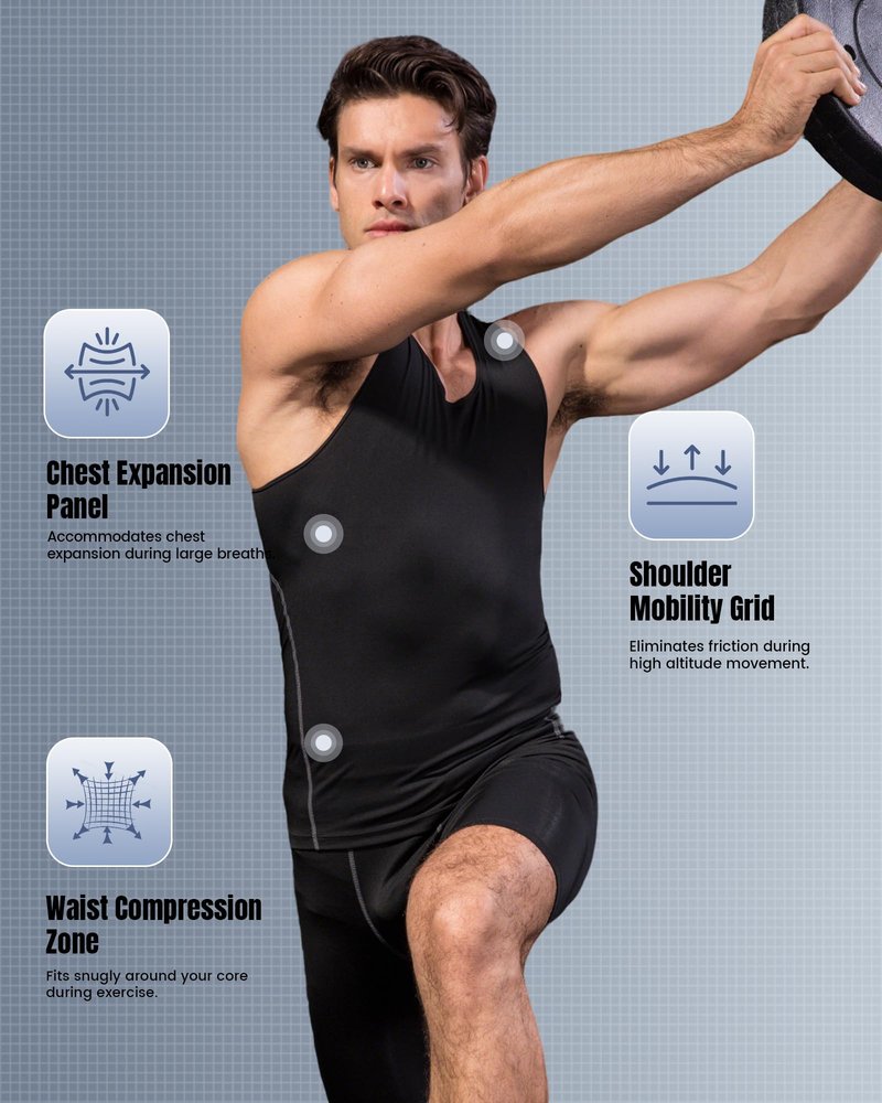 LWISMIL 3 Pack Black Compression Tank Top Men Sleeveless T-Shirt Dry Fit Athletic Workout Sports Running Baselayer Undershirt