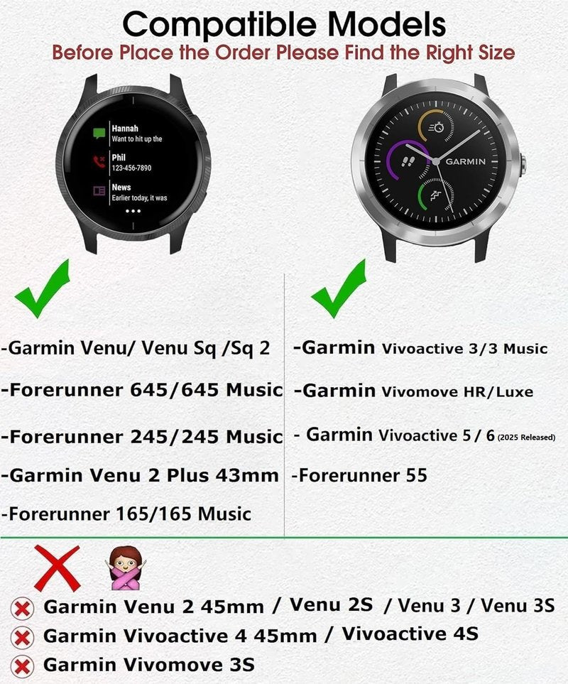 Elastic Bands for Garmin Forerunner 55/165/645/245 Music Watch Band, Garmin Vivoactive 6/5/3 Bands, 20mm Nylon Sport Wristband for Garmin Venu/Sq/Sq 2/Vivomove HR/Sport Men Women 3Pack