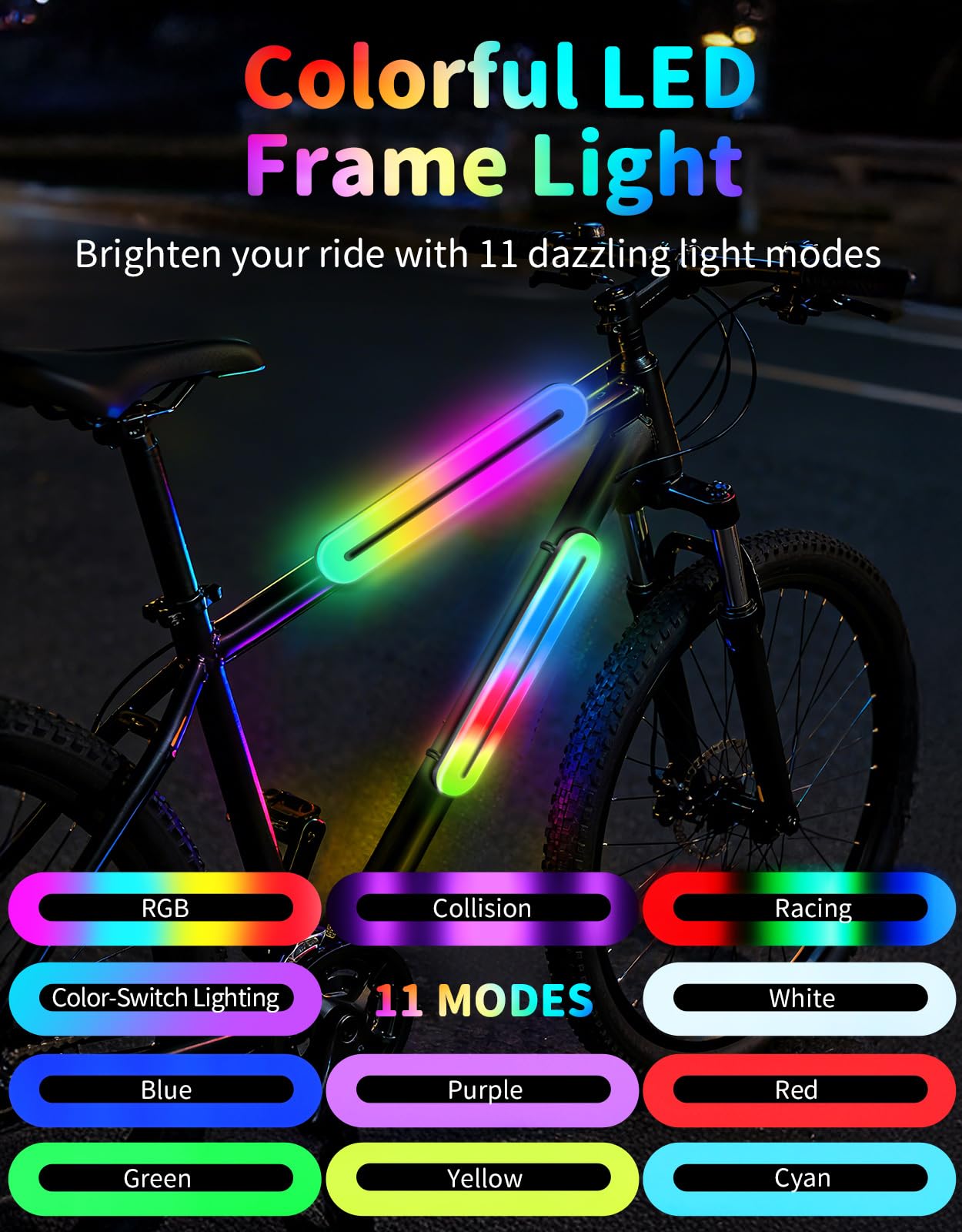 BELEEV LED Scooter Frame Light for Night Riding, 11 Flashing Effects, Battery Powered, Fits for Bicycles Electric Kick Scooters, Cool Bike Accessory for Adult, Kids & Teens, Ideal for Riding Camping