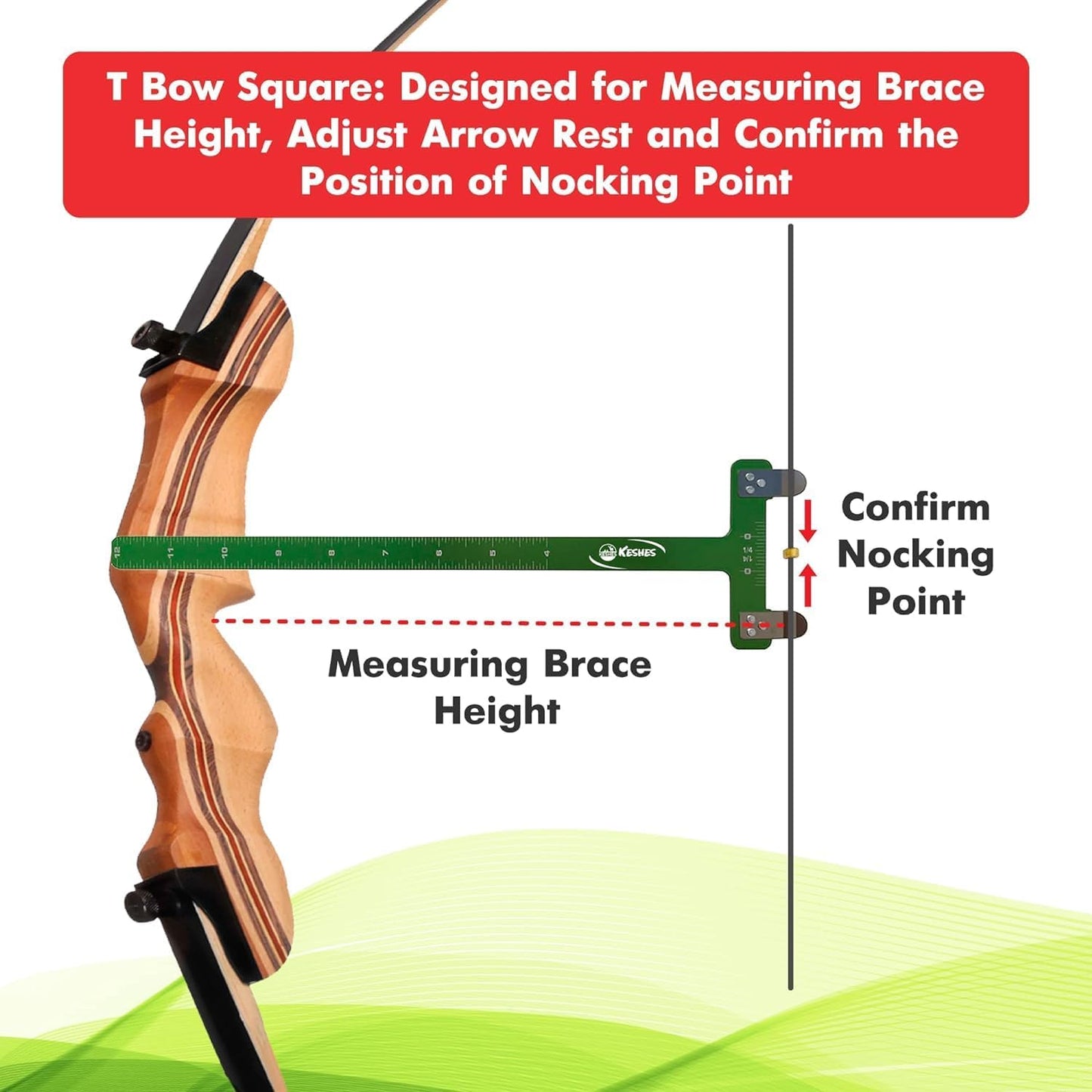 Archery Bow String Nocking Points Set - T Square Ruler & Nock Pliers with 6 Brass Nocks | Perfect for Recurve Bow Tuning
