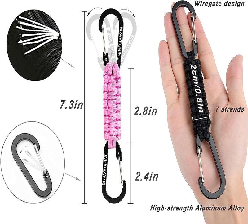 Paracord Keychain Carabiner Clip - Versatile D Ring Lanyard Hanger for Water Bottles, Keys & Backpacks | Ideal for Men & Women