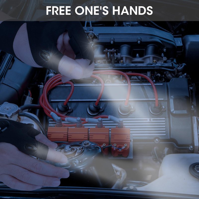 OMASUNB Flashlight Gloves for Men, 4 PCS (2 Pairs) LED Gloves, with Finger Flashlights for Fishing, Repairing and Camping, Ideal Gifts for Men, Dads and Boyfriends on Valentines Day and Birthdays