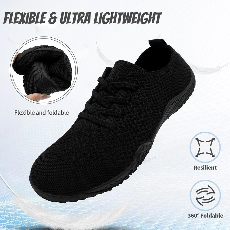 WCIDFY Barefoot Shoes Women Zero Drop Gym Walking Shoes Non Slip Minimalist Tennis Lightweight Breathable Yoga Sneakers Black 8