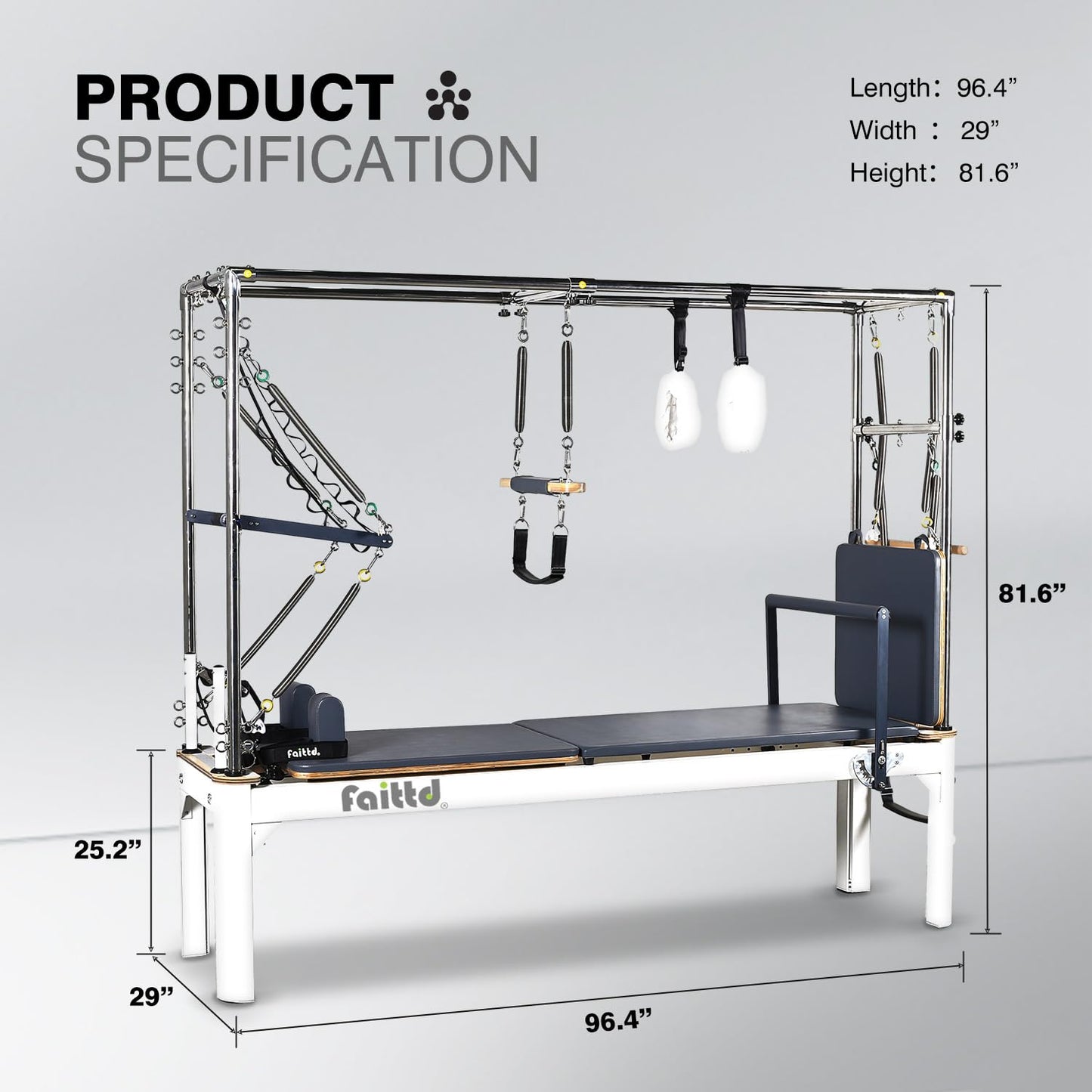 Faittd Aluminum Pilates Reformer ,Pilates Reformer Equipment with Reformer Accessories, Reformer Box, Padded Jump Board, Reformer Pilates Machine for Home Workouts