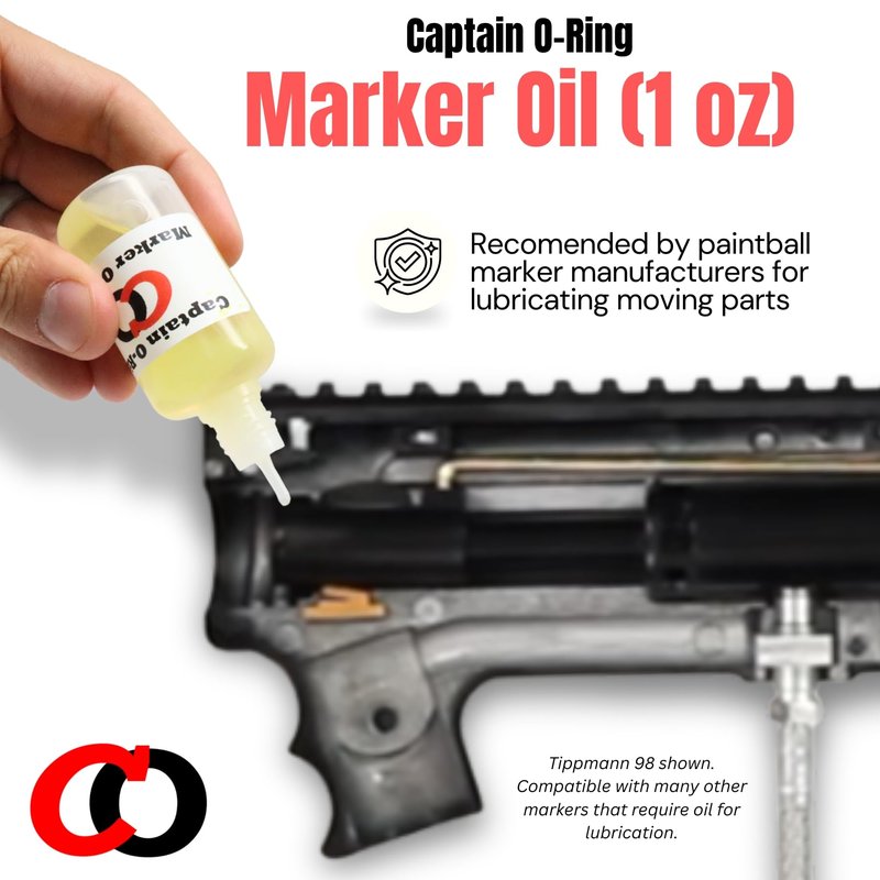 Marker Oil Lube (1 oz, 30cc) by Captain O-Ring - Dropper Oil Lubricant for Paintball Markers, Airsoft, and Air Guns
