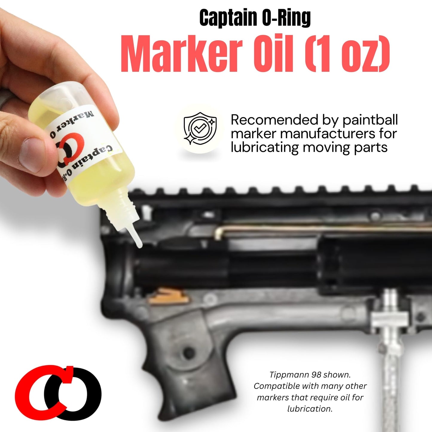 Marker Oil Lube (1 oz, 30cc) by Captain O-Ring - Dropper Oil Lubricant for Paintball Markers, Airsoft, and Air Guns