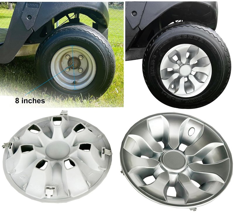 Golf Cart 8" Wheel Covers Hub Caps with 7 Spokes for EZGO Cub Car Yamaha Golf Cart (Set of 4pcs)