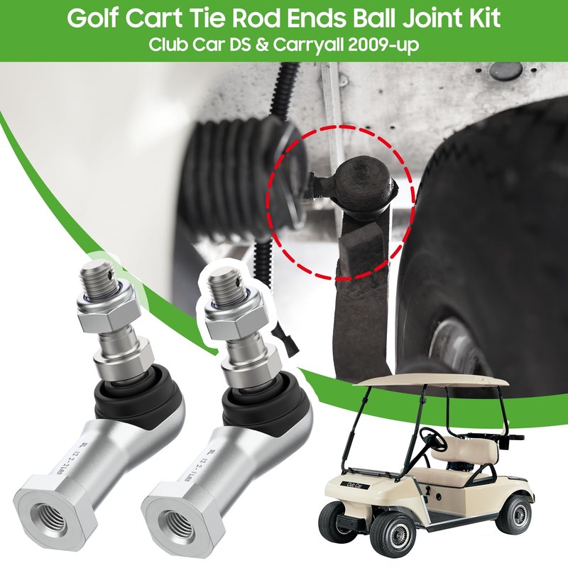 10L0L Golf Cart Ball Joint Tie Rod End Kit for Club Car DS & Carryall 2009-up, Driver & Passenger Side, OEM# 102022601 102022602 102288301