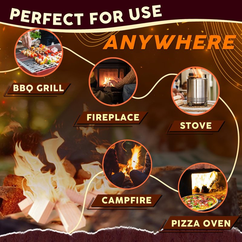 KoleSummit Mini Firewood 4" Kiln Dried Fire Pit Wood for Solo Stove Accessories, Camp Stoves, Tabletop Pits, BBQ Grills & Pizza Ovens 2 lb Box with Fire Starters & Handling Gloves