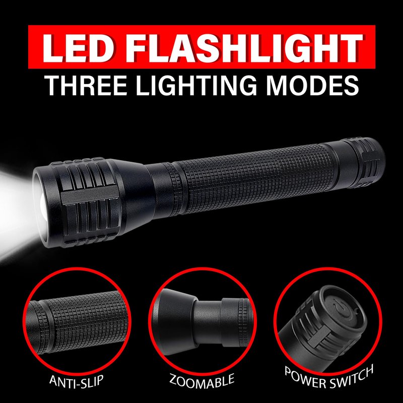TotaLohan High Lumens Zoomable LED Flashlight, 3 Modes, AA Battery Powered – Powerful for Camping, Outdoor, and Emergency Use,2-Pack