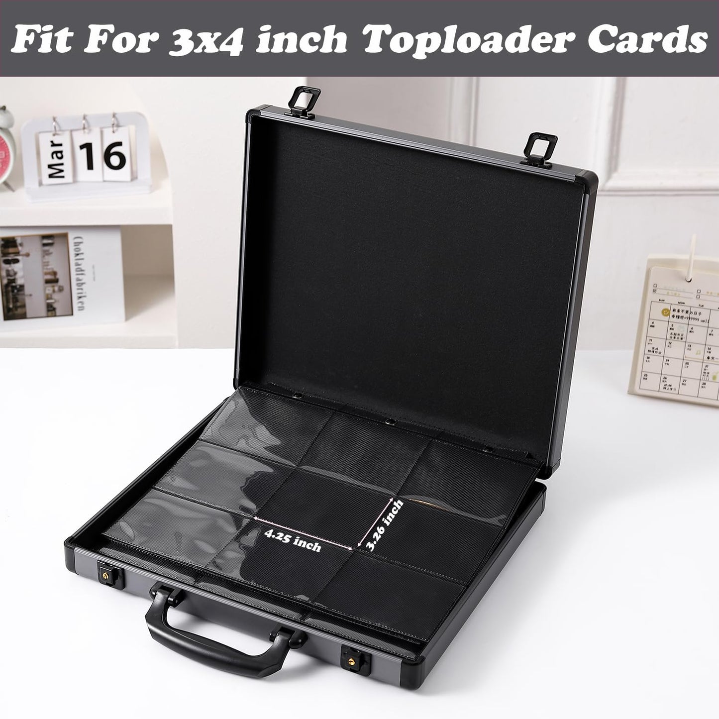 Azamou Toploader Binder for Trading Cards, Hard Cases, Holds 216 Toploaders, 9 Pocket Sleeves for 3" x 4" Cards (Gray 216-Toploaders)