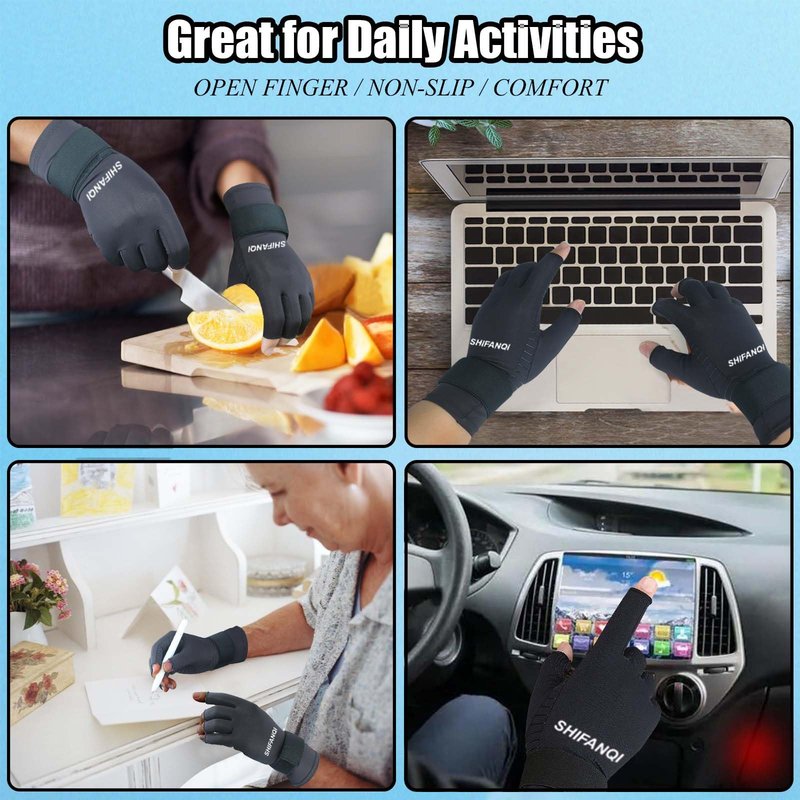 2 Pairs Copper Arthritis Compression Gloves Women Men for Carpal Tunnel, RSI, Joint Pain, Swelling, Tendonitis Relief, Fingerless Arthritis Gloves for Computer Typing, Work, Sleeping (SMALL/MEDIUM)