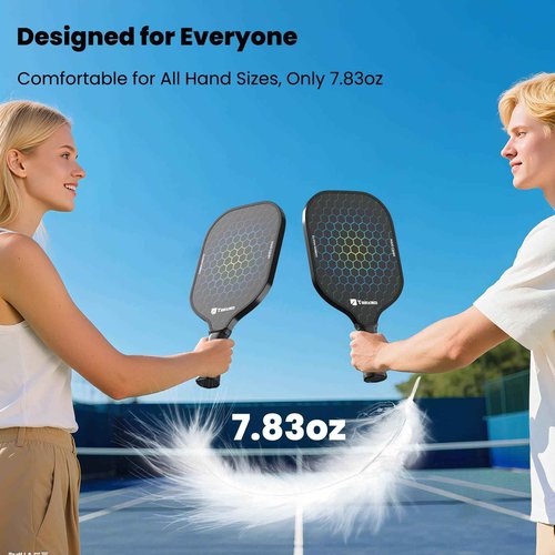 Toovem Max T3 Carbon Fiber Pickleball Paddles Set of 2 – Lightweight T300 Pickleball Paddle Carbon Fiber Racket, 2 Pickle Ball Paddles Gifts with Bag & 4 Balls, for Beginner & Intermediate Players