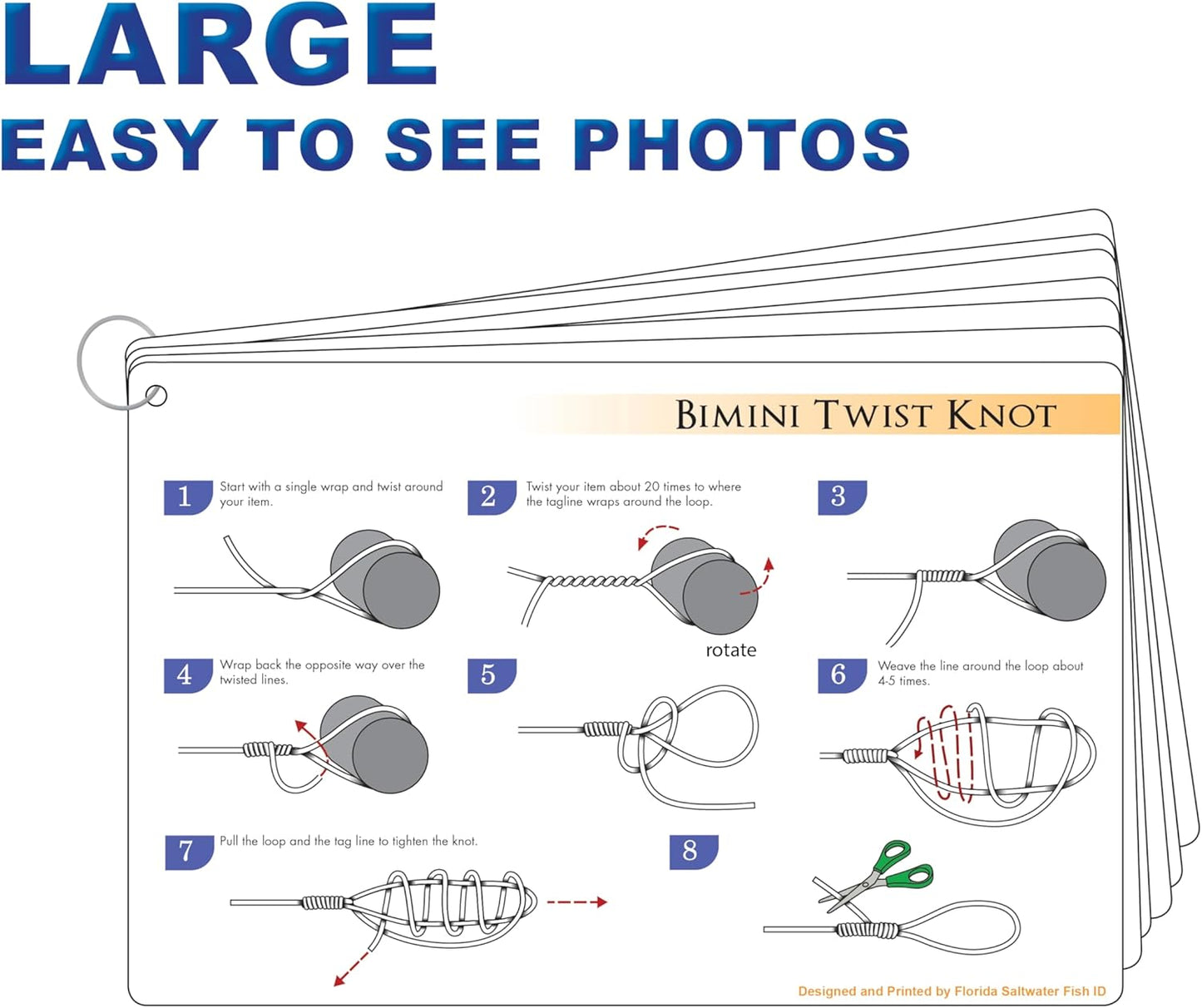 Fishing Knot Tying Guide - Waterproof Knot Cards with Step-by-Step Photos | Easy to Use