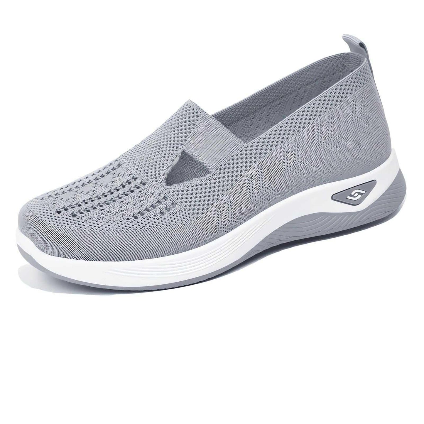 Generic Womens Slip on Sneakers Women's Slip on Sneakers Shoes Woven Orthopedic Breathable Soft Shoes Walking Diabetic Foam Shoes Hands Free Slip in V-667 Gray 6.5