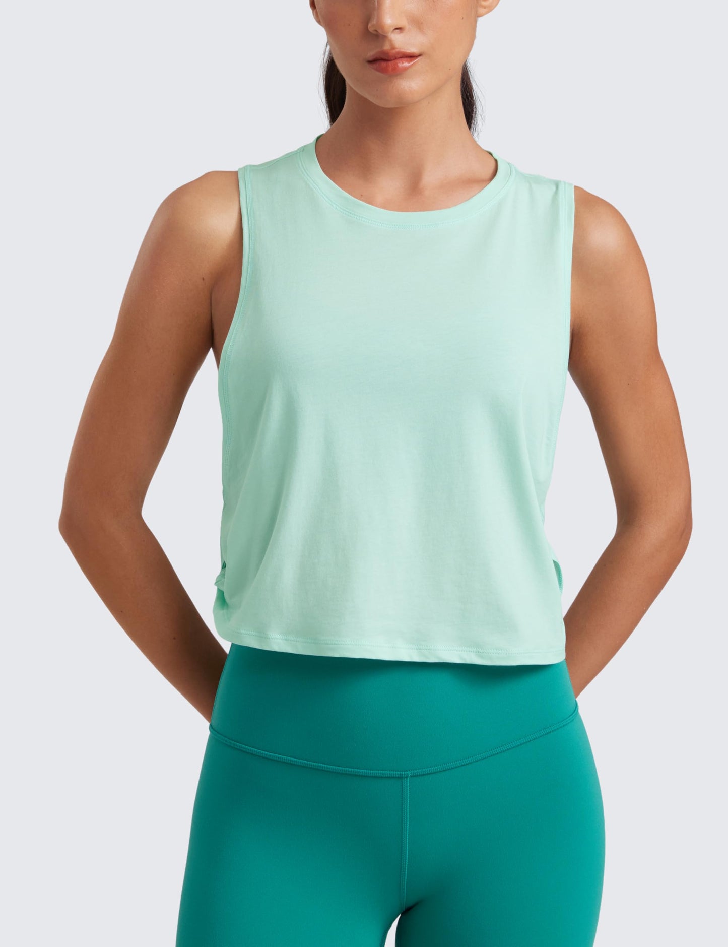 CRZ YOGA Pima Cotton Dropped Armhole Tank Blue Color X-Large