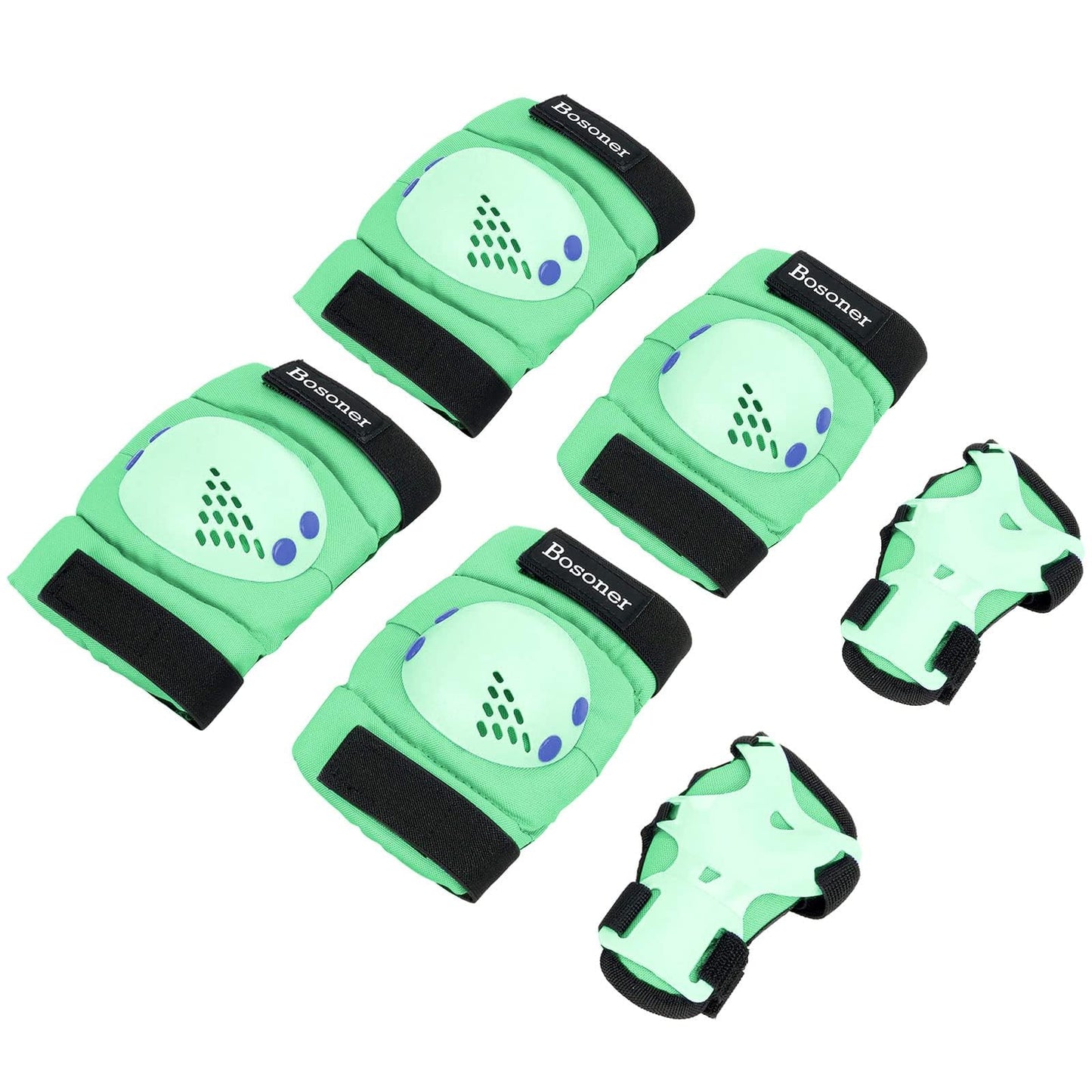 BOSONER Kids Knee Pads Set for 3-15 Year, Knee Elbow Pads and Wrist Guards for Boys/Girls, Child Protective Gear for Biking, Skating, Skateboarding, Roller Skating, Cycling, Scooter