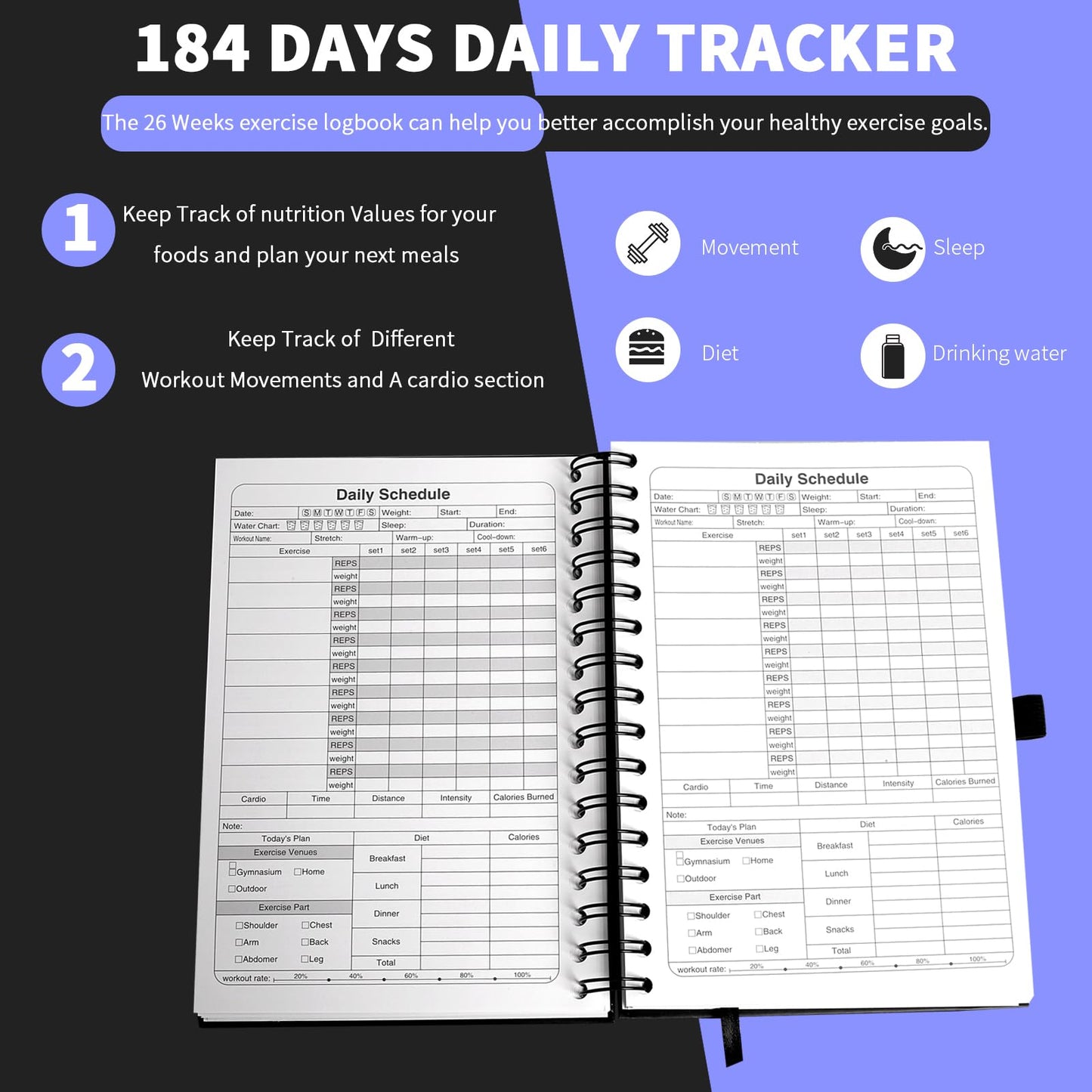 Fitness Journal and Workout Planner for Women & Men - Workout Log Book for Track Progress, Weight Loss - Home Gym Essentials for Training Monitoring