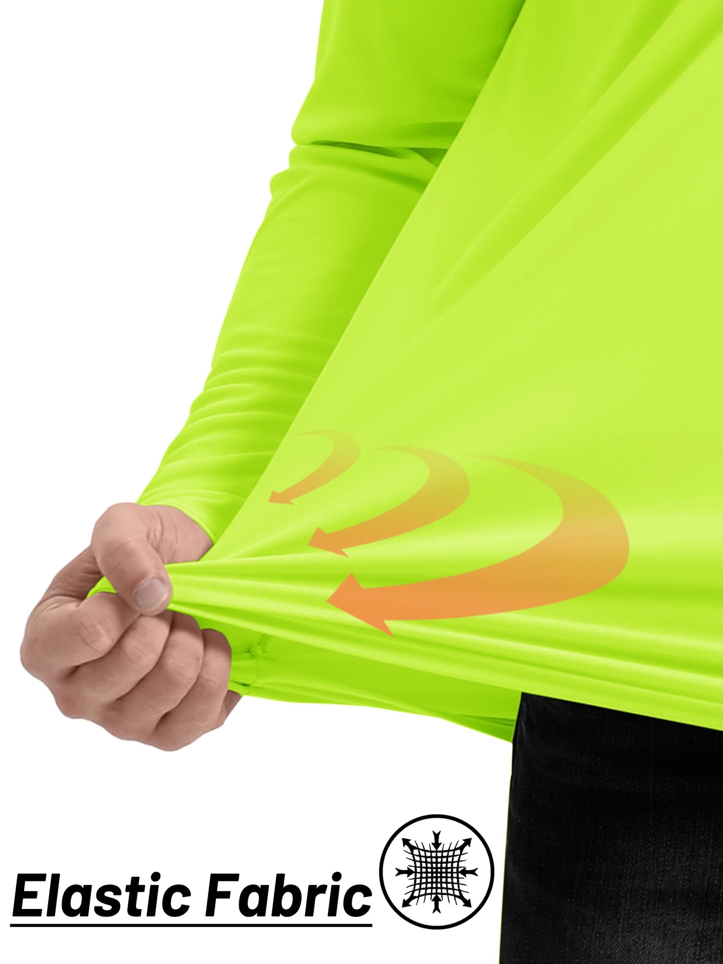 TACVASEN Men Long Sleeve Swim Shirts Sun Protection Quick Dry 1/4 Zip Pullover Running Workout Shirts Fluorescent Green L