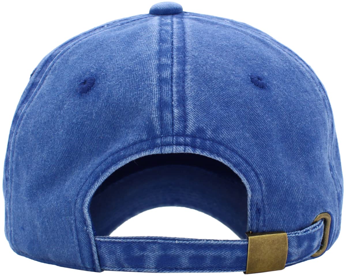 KB-PG-Low Washed Royal Blue Original Classic Low Profile Cotton Hat Men Women Baseball Cap Dad Hat Adjustable Unconstructed Plain Cap