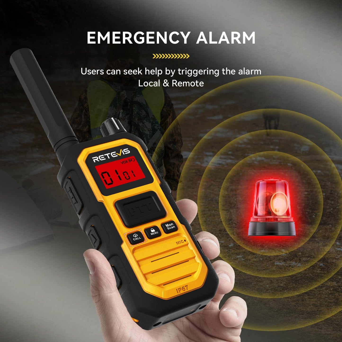 Retevis RB48PLUS GMRS Walkie Talkies Long Range,IP67 Waterproof Heavy Duty Two Way Radios,Repeater Capable,Vibration Alert,NOAA,SOS,for Hurricane Preparedness,Emergency Communication,Outdoor(2 Pack)