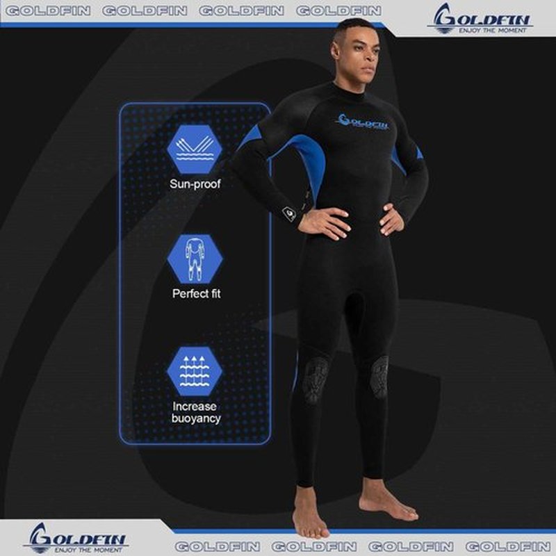 GoldFin Wetsuit for Men, Mens 3mm Wetsuits Fullbody Back Zip Keep Warm in Cold Water
