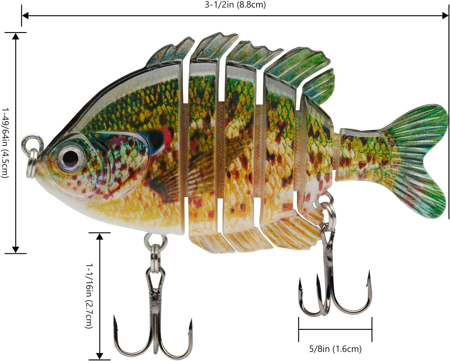 SwimPanfish Multi Jointed Bluegill Swimbaits - Hard Topwater Bass Fishing Lures | 3.5in/0.85oz