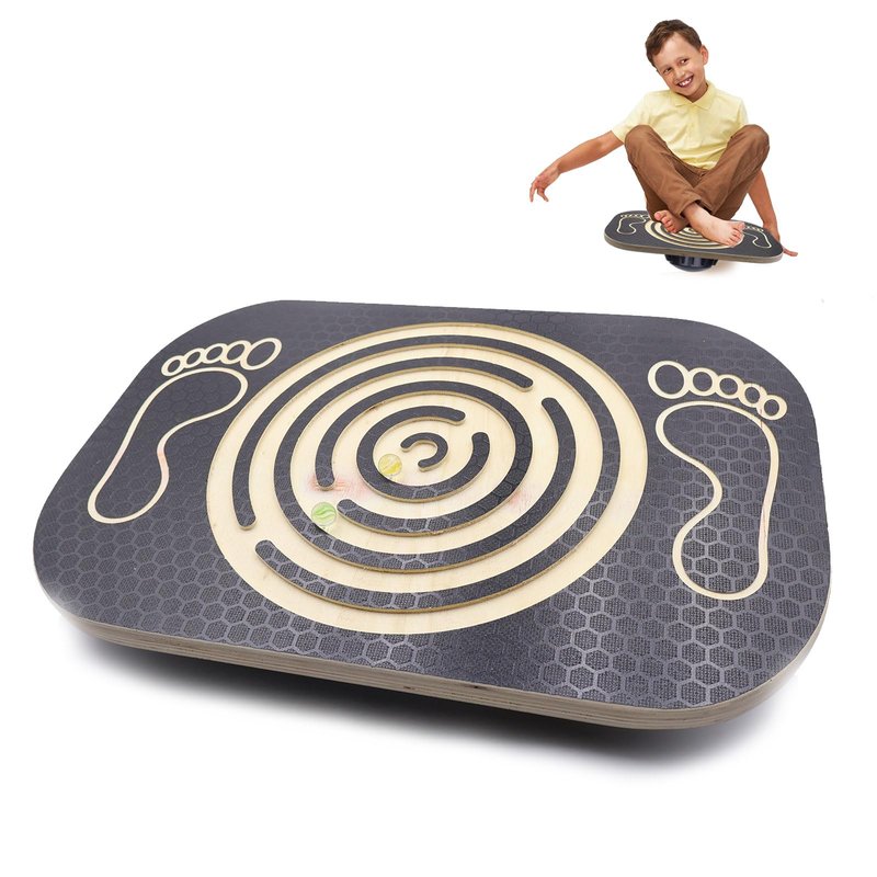 Wooden Balance Board Maze, Wobble Balance Board for Kids and Adults, for Core Strength Training, Leg Workout, Physical Therapy, Fitness, Skateboarding with Labyrinth