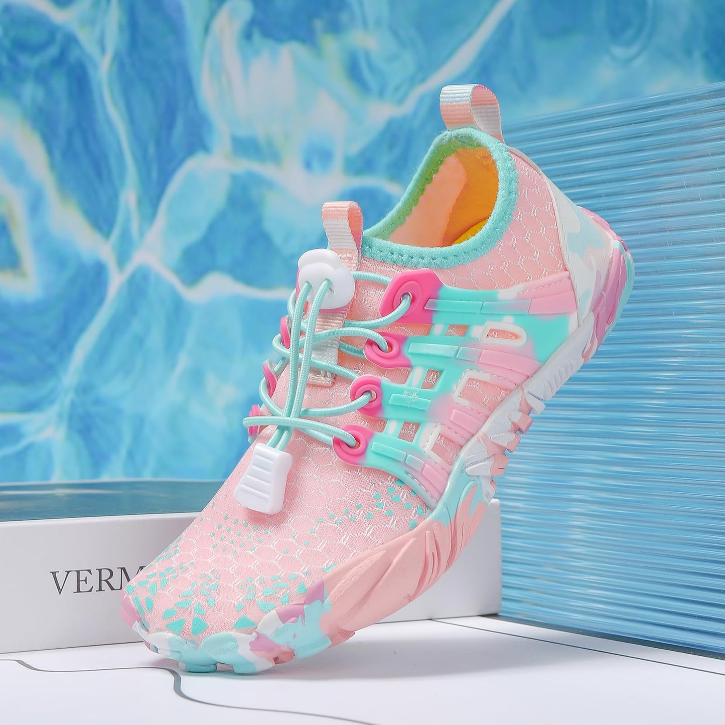 ANYUETE Kids Water Shoes Boys Girls Quick Dry Aqua Socks Barefoot Beach Pool Swim Pink 13 Little Kid