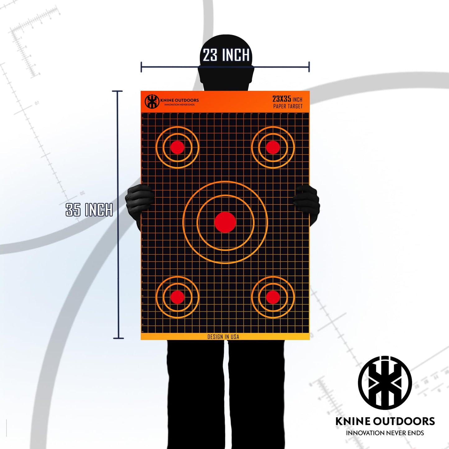 KNINE OUTDOORS Shooting Paper Targets for Shooting Range, 23x35 inch, Bulk for Hunting, Handguns, Pistols, Rifles, Axis Design (10 Pack)