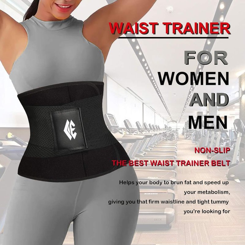 Waist Trainer Belt for Women & Men - Tummy Control Ab Trimmer | Adjustable Size for Optimal Comfort