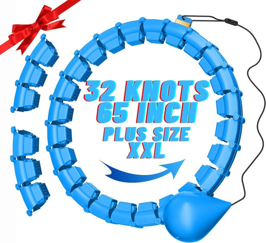 65inch 32 Knots Plus Size Quiet Weighted Hula Infinity Fitness Detachable Hoops Smart Silent Infinity Hula for Women 2 in 1 Waist and Abdominal Workout Hoop