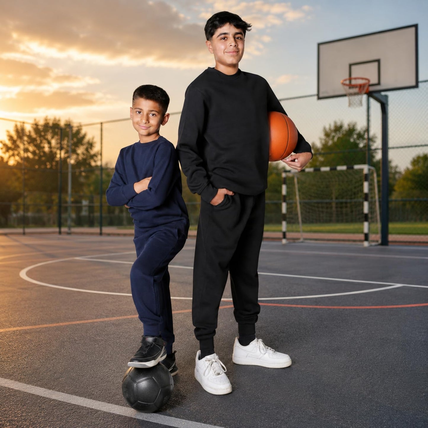 EVERYDAY KIDS Boys Black Cotton Fleece Sweatpants Joggers with Pockets; Boys Athletic Sweat Pants - Soft and Breathable Cotton/Poly Blend (6/7, Black)