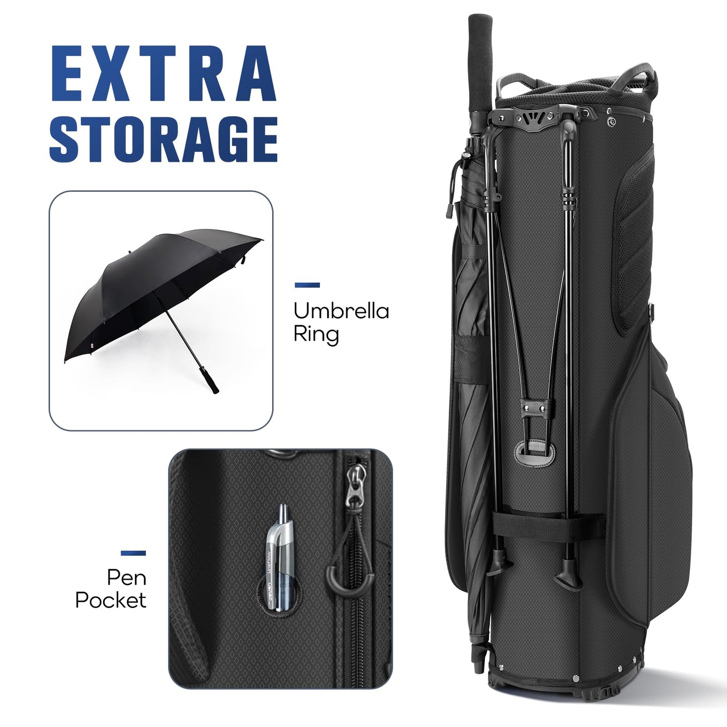 RIOROO 5 Way Golf Stand Bag with Full Length Dividers, Lightweight Golf Bag with Rain Cover, 6 Zippered Pockets & Cooler Bag, Breathable Straps
