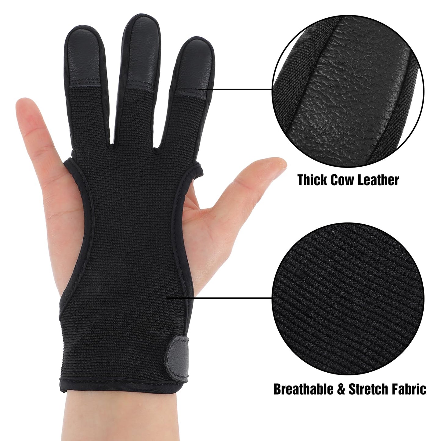 Elegaperma Archery Gloves, Adjustable Youth Archery Glove Archerys Protective Glove Protective Shooting Gloves with Leather Tips for Bow Handling