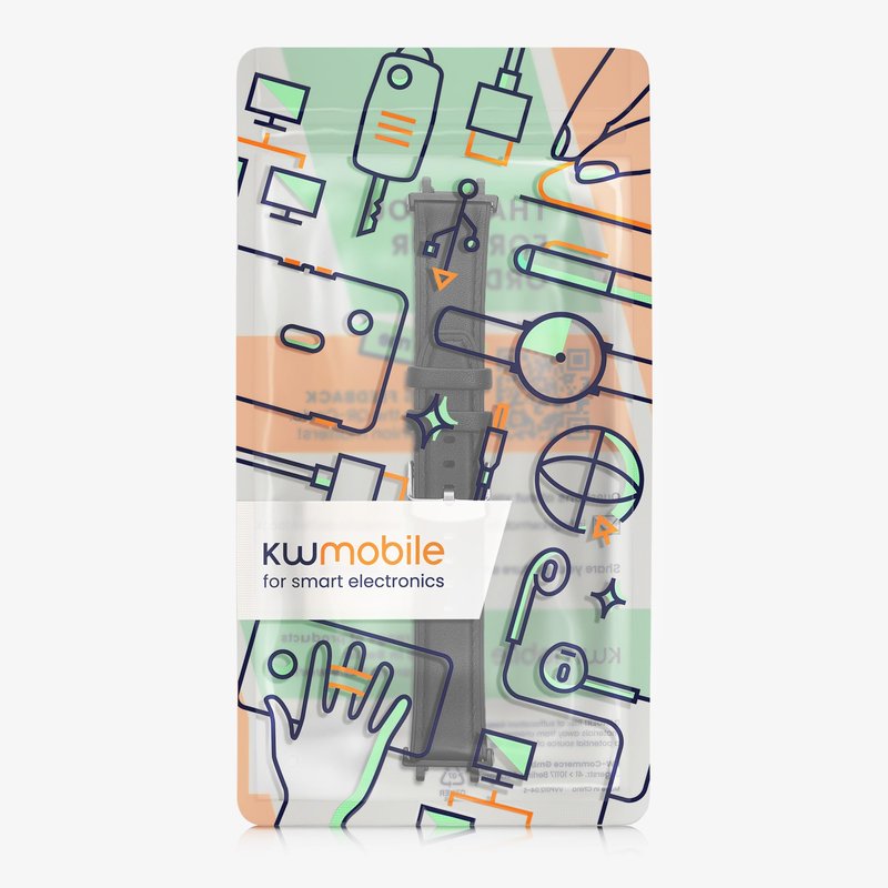 kwmobile Strap Compatible with Amazfit Active Edge (A2212) / Active Edge (A2213) Strap - Silicone and Leather Sport Wristband - Black