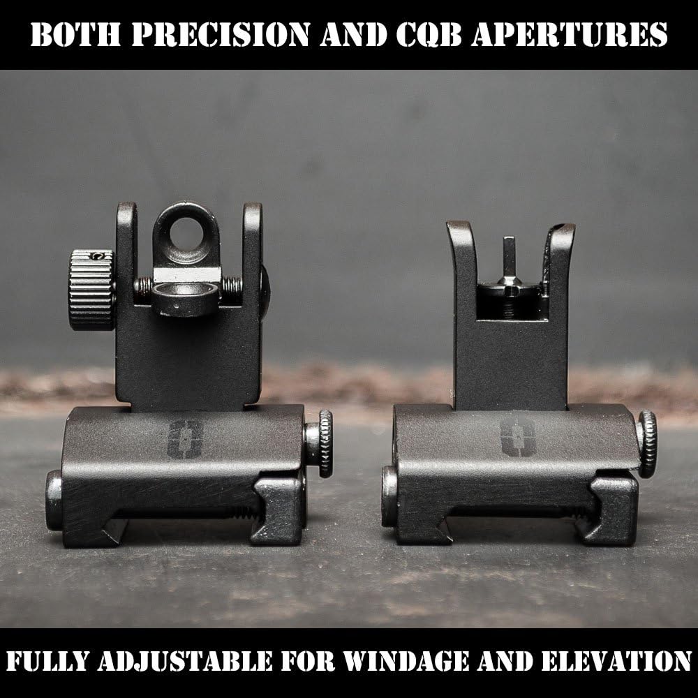 Chaos Ready Flip-Up Iron Sights - Spring Loaded Low Profile Backup Sights for Picatinny Rails | Co-Witness Front & Rear Set