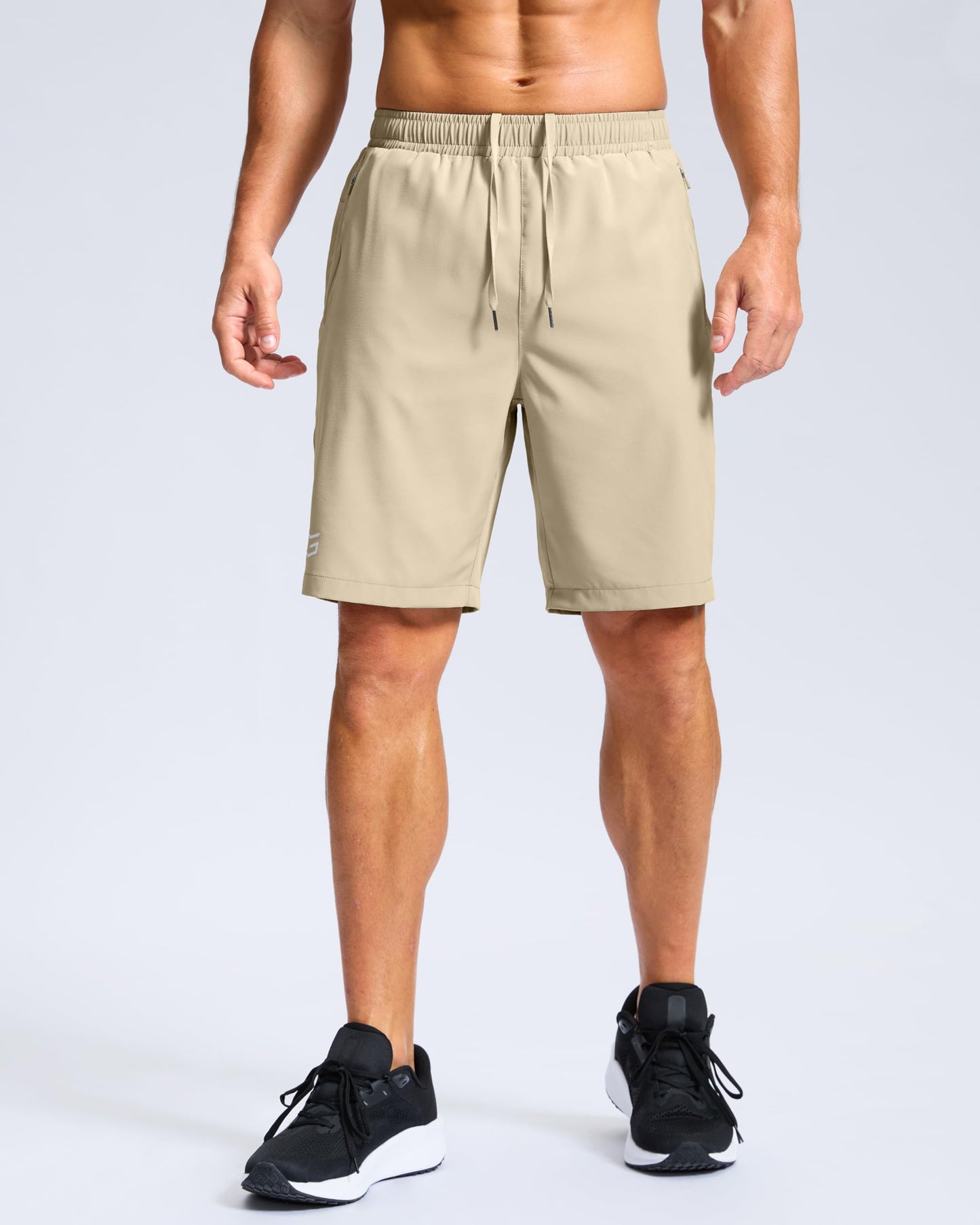 G Gradual Men's Athletic Running Shorts with Zipper Pockets Quick Dry 7"/ 5"/ 9" Workout Gym Shorts for Basketball Hiking(Khaki,9XXXL)