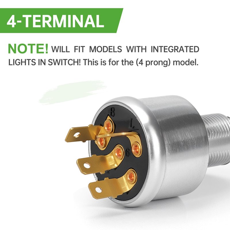 10L0L Golf Cart Ignition Switch 33639-G01 for EZGO E&G All Years, 3 Way 4 Spade Terminal Starter Switch Key with 2 Standard Keys for Light or Accessories