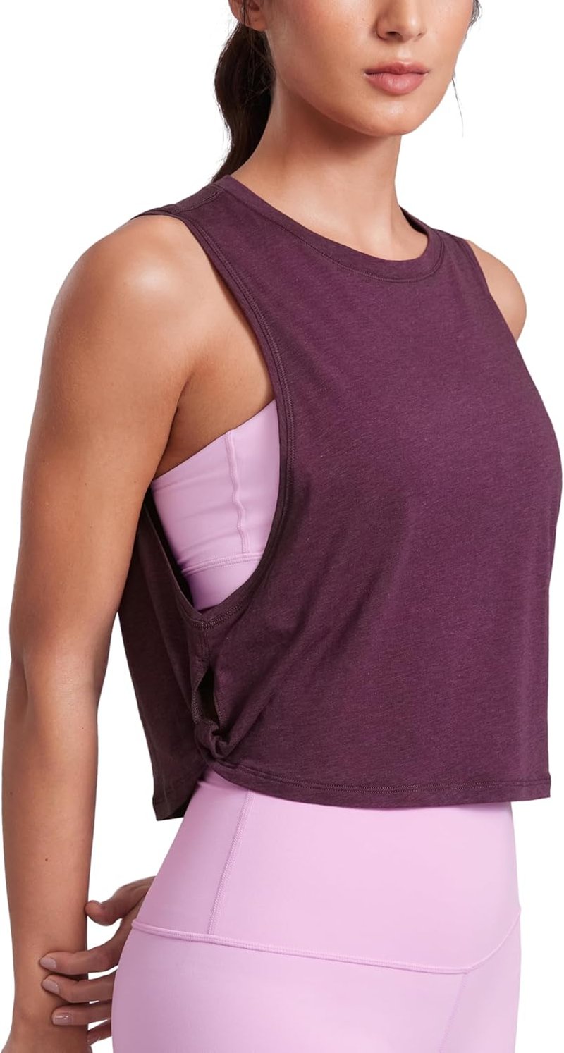 Pima Cotton Large Armhole Tank Tops for Women - Athletic Yoga & Gym Sleeveless Crop Shirts