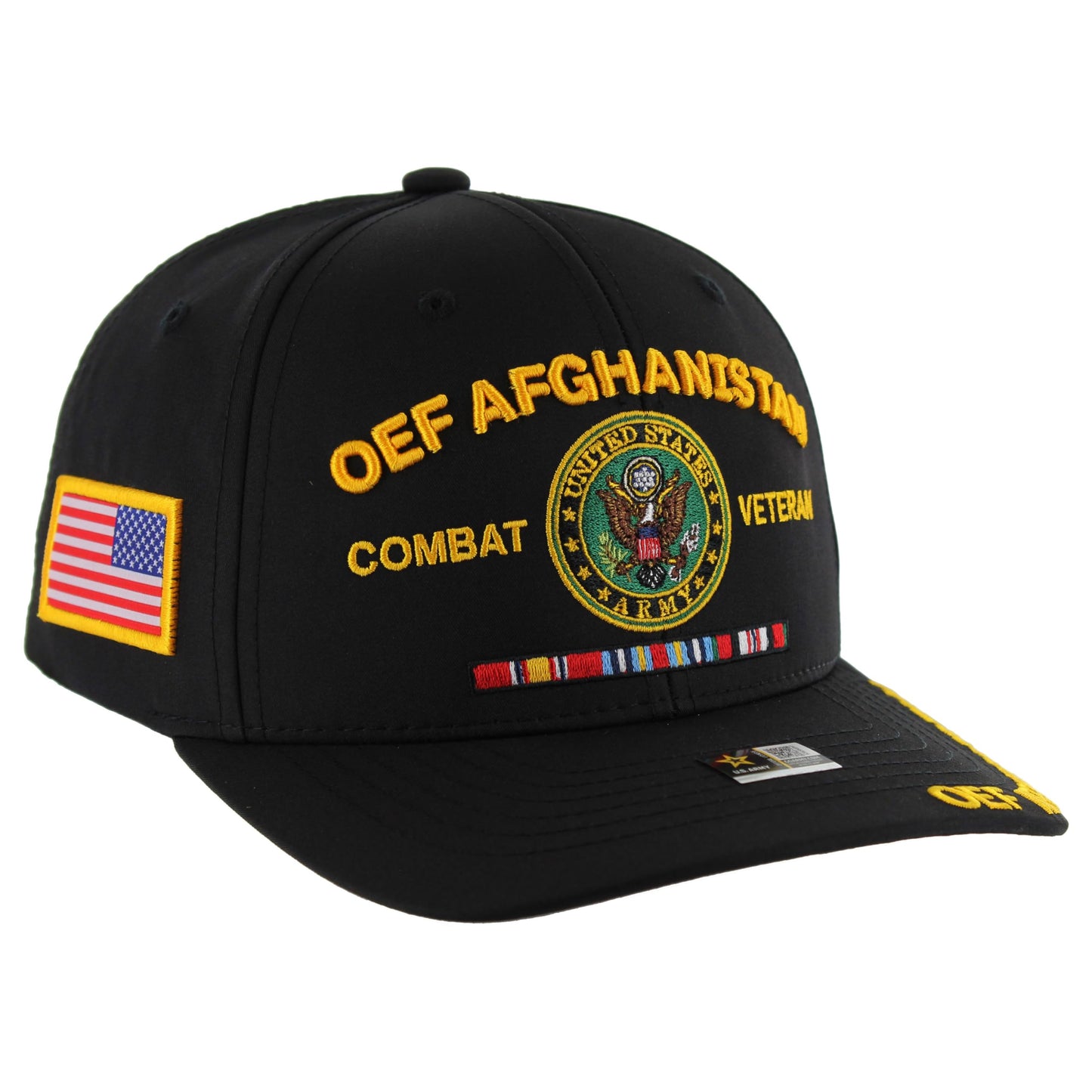 JM Warriors Operation Enduring Freedom OEF Afghanistan Veteran Hat for Men Officially Licensed US Army Combat Veterans Embroidered Cap (US, Alpha, One Size, Black)
