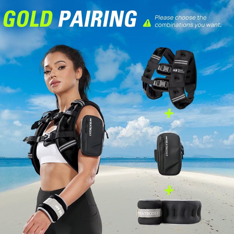BeatBoost Weighted Vest Woman with Wrist Ankle Weights 5 lb Weight Vest with Ironsand for Walking Strength Training Running Workout
