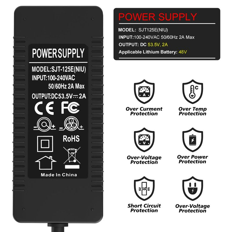 KQI23 KQi2 KQi1 53.5V 2A Pro Scooter Charger for NIU KQi Air/Air X & KQi3/Pro/Sport/Max & KQi2 Pro & KQi1 Pro
