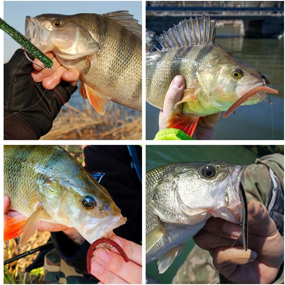 Wacky Worms Fishing Lures - 30 Pcs Soft Plastic Baits for Bass | 5.5" & 4" Mixed Colors