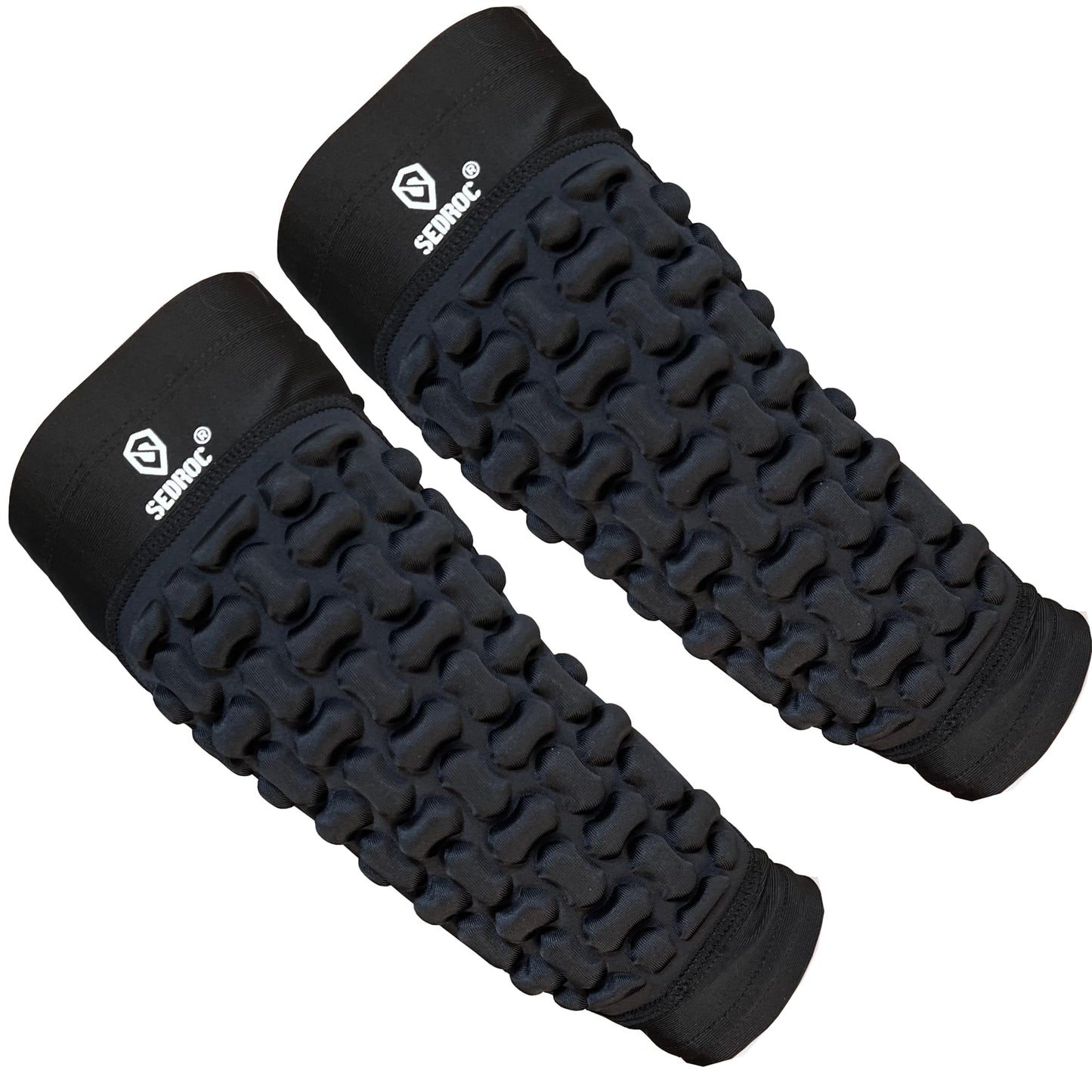 Sedroc Padded Arm Guards Forearm Protectors Ultra Thin Compression Sleeves with Pads (Black - Pair, Medium)