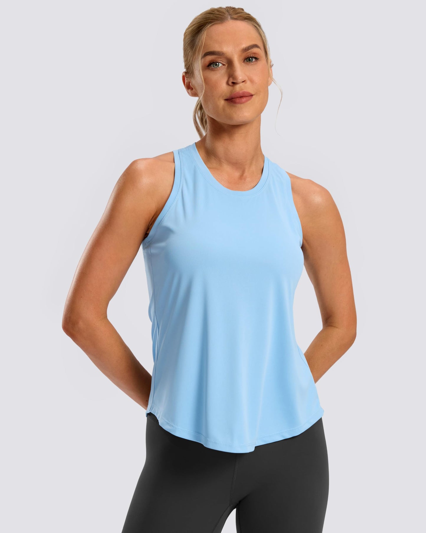 G Gradual Women's Workout Tank Tops Racerback Athletic Yoga Tops Loose Fit Sleeveless Running Gym Sports Shirts for Women(Haze Blue,M)
