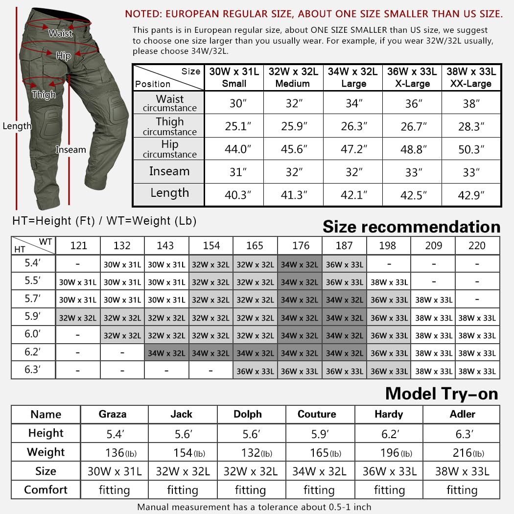 IDOGEAR Men's G3 Combat Pants with Knee Pads Multi Camouflage Trousers Airsoft Hunting Paintball Tactical Outdoor Pants (Ranger Green,30W x 31L)