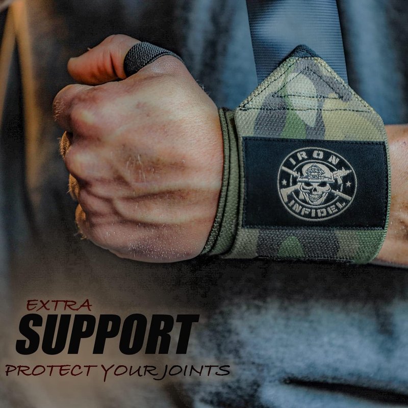 Iron Infidel Wrist Wraps - 18" Heavy Duty Support for Weightlifting | Ideal for CrossFit, Powerlifting, Gym Workouts