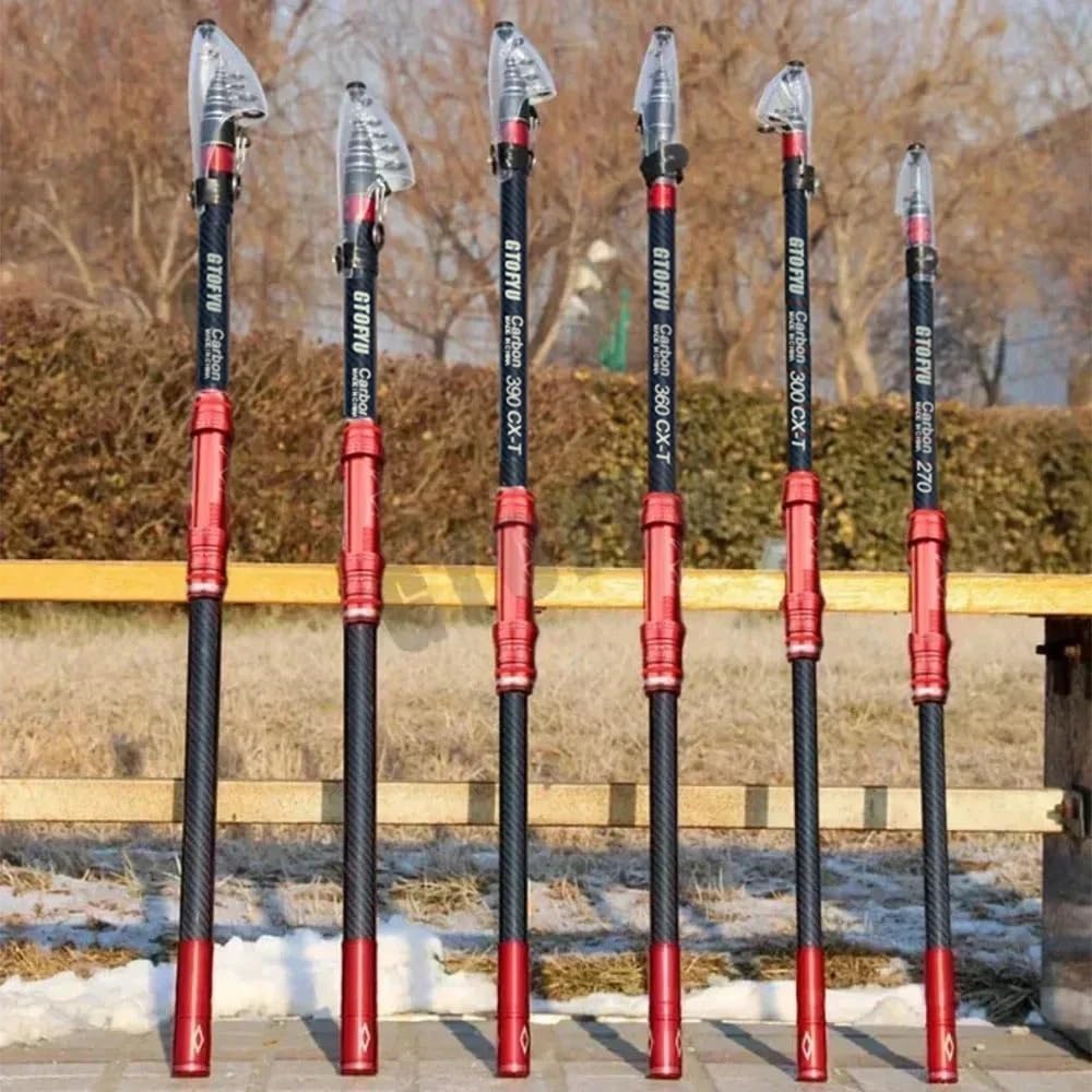 Telescopic Fishing Rod - Carbon Fiber Travel Surf Rod for Spinning | 20-50LB Medium-Heavy Baitcasting Pole